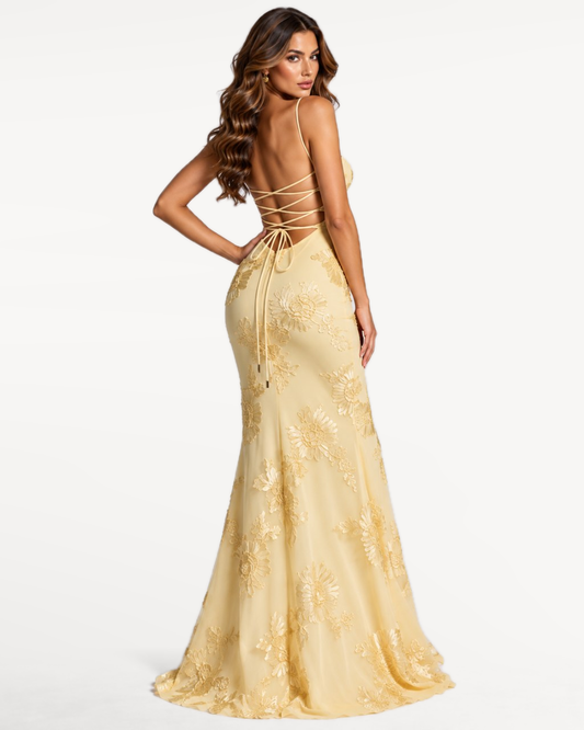 Florienne Maxi Dress in Yellow – Back view