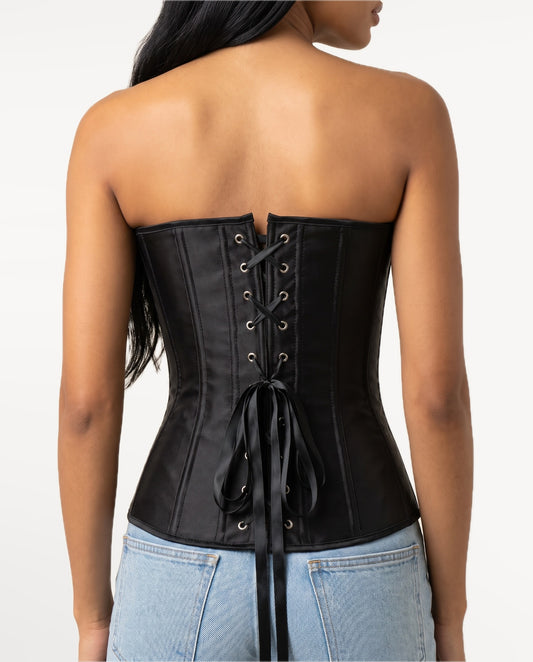 Vedette Corset Top in Black – back view | SKU: SOR-VEDETTE-BLK-XS,SOR-VEDETTE-BLK-S,SOR-VEDETTE-BLK-M,SOR-VEDETTE-BLK-L,SOR-VEDETTE-BLK-XL