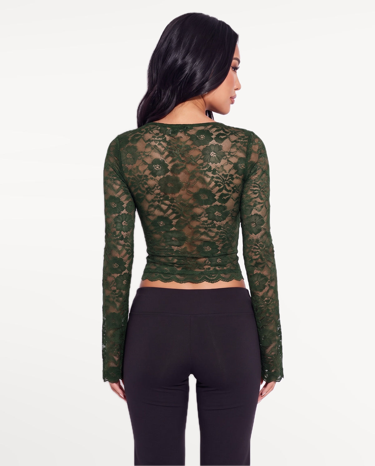 Amara Lace Top in Green – back view | SKU: SOR-AMARA-GRN-XS,SOR-AMARA-GRN-S,SOR-AMARA-GRN-M,SOR-AMARA-GRN-L,SOR-AMARA-GRN-XL