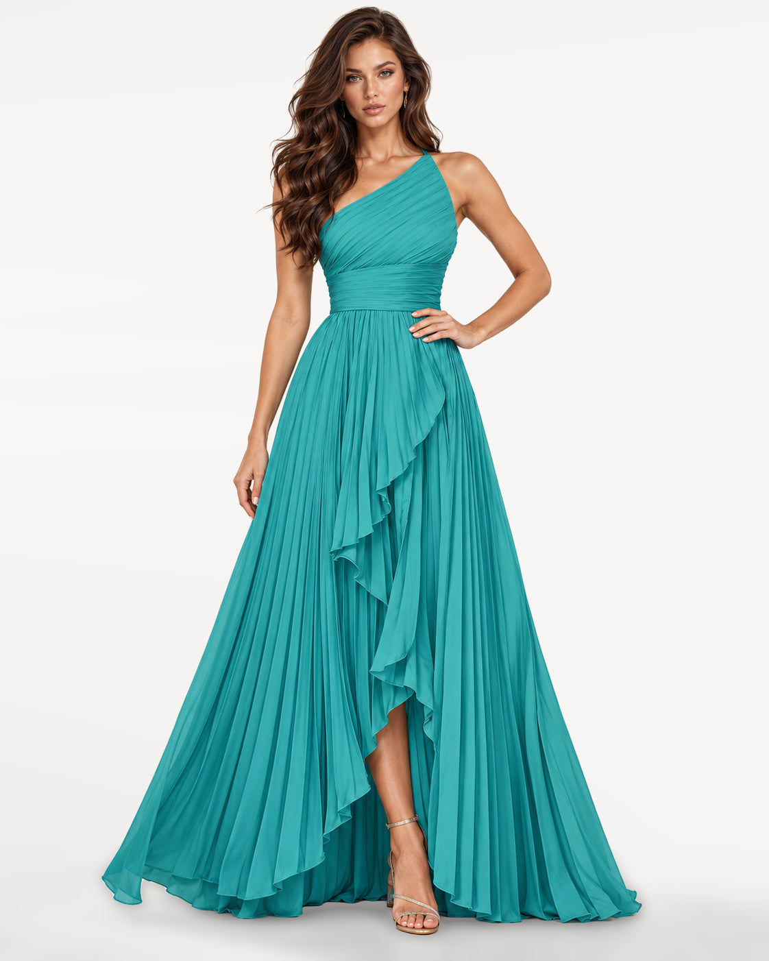 Aurelia Maxi Dress in Aqua — front