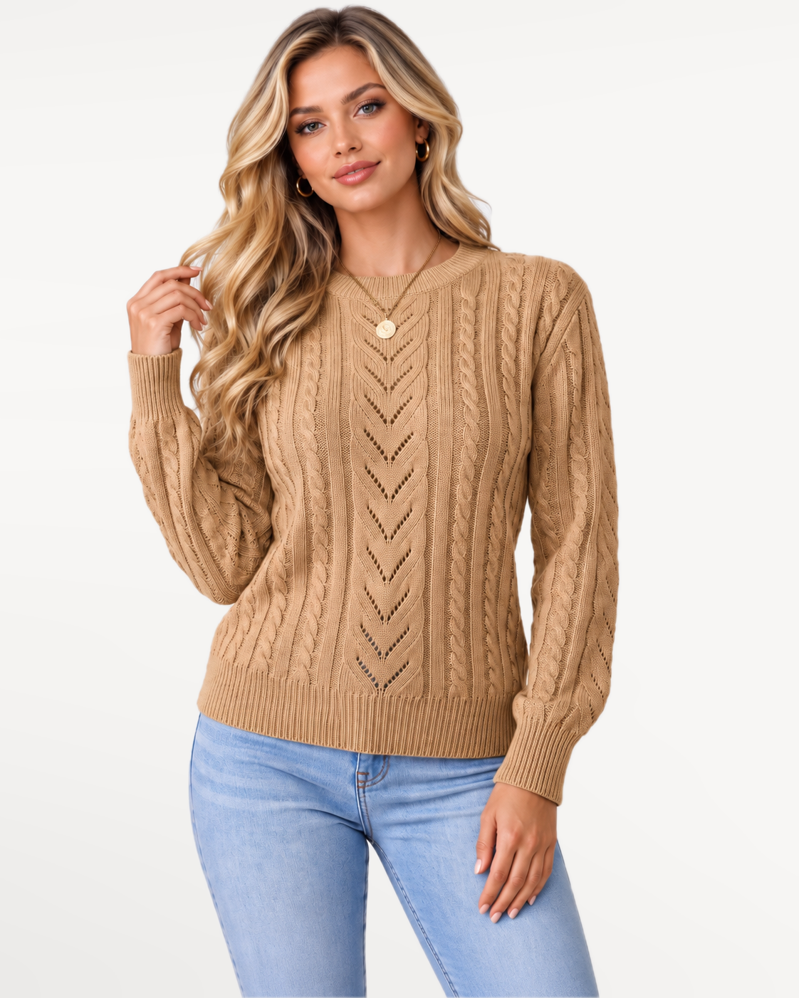 Aveline Knit Sweater in Khaki – view 1