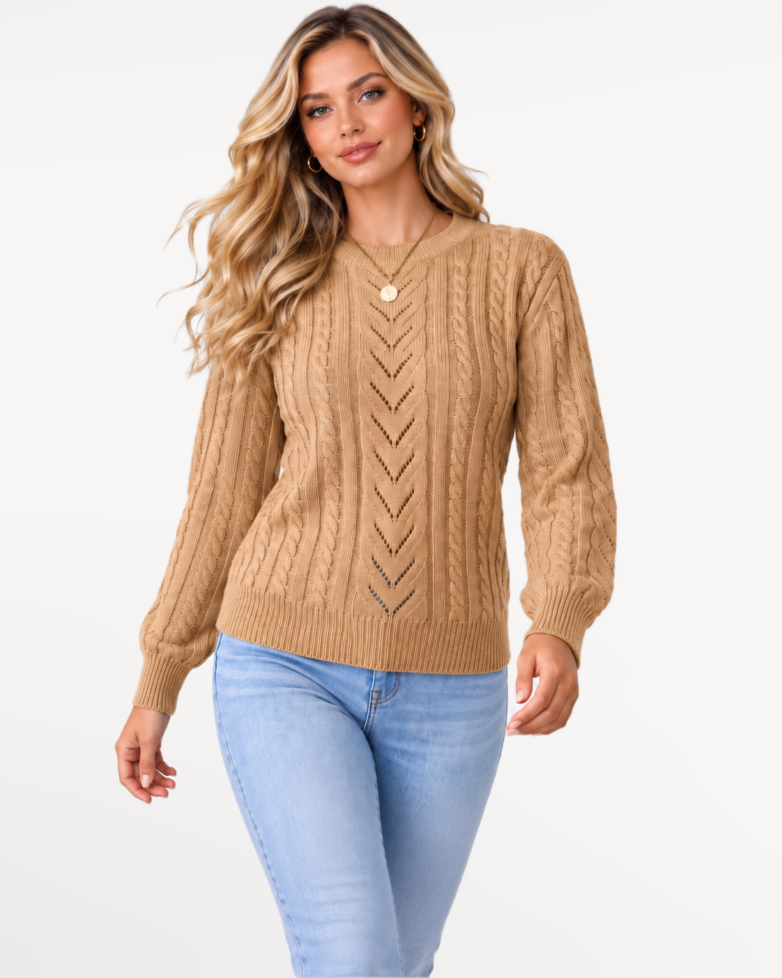 Aveline Knit Sweater in Khaki – view 5 | SKU: AKS-374928615047231-KHAKI-XS,AKS-374928615047231-KHAKI-S,AKS-374928615047231-KHAKI-M,AKS-374928615047231-KHAKI-L,AKS-374928615047231-KHAKI-XL