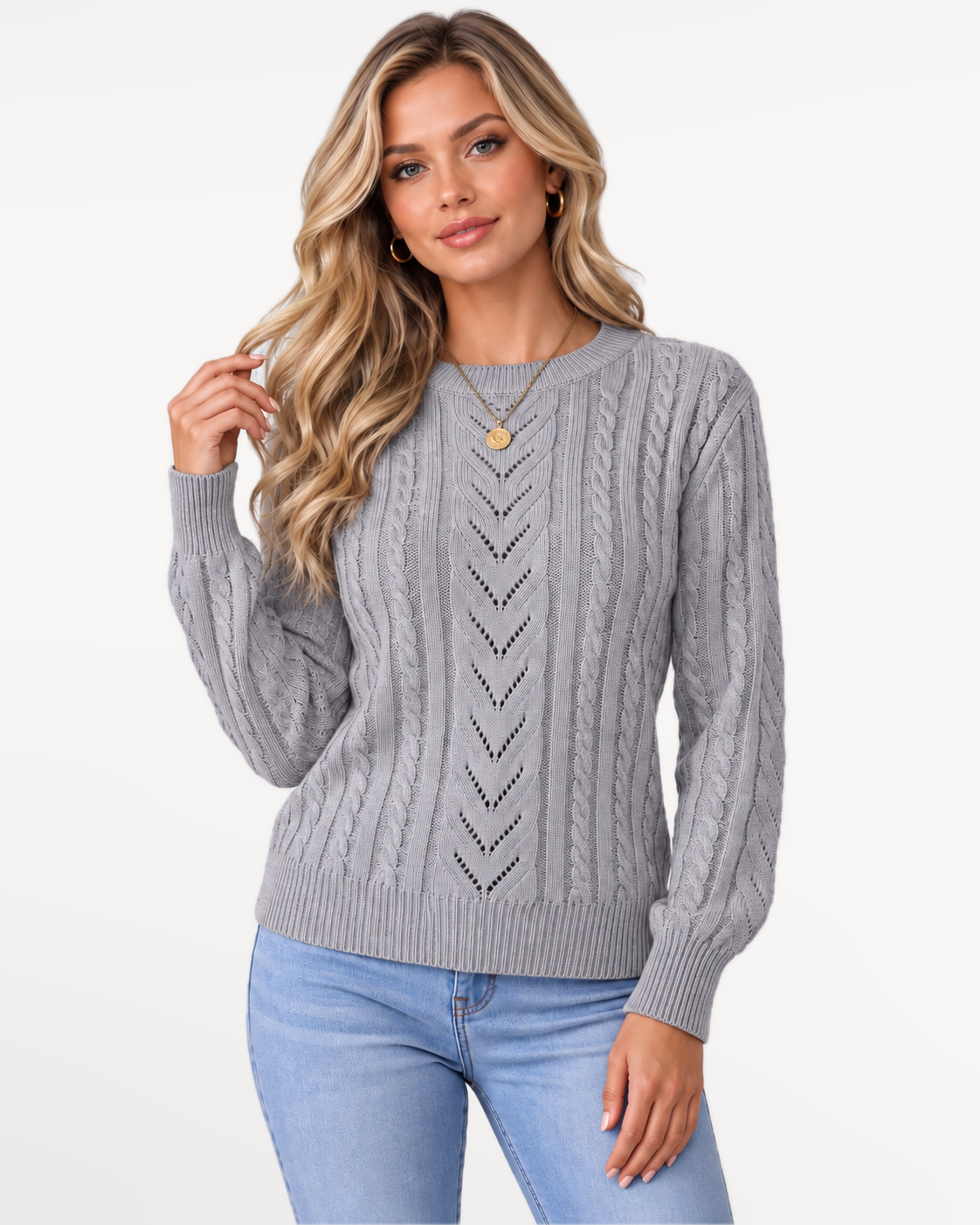 Aveline Knit Sweater in Gray – view 1