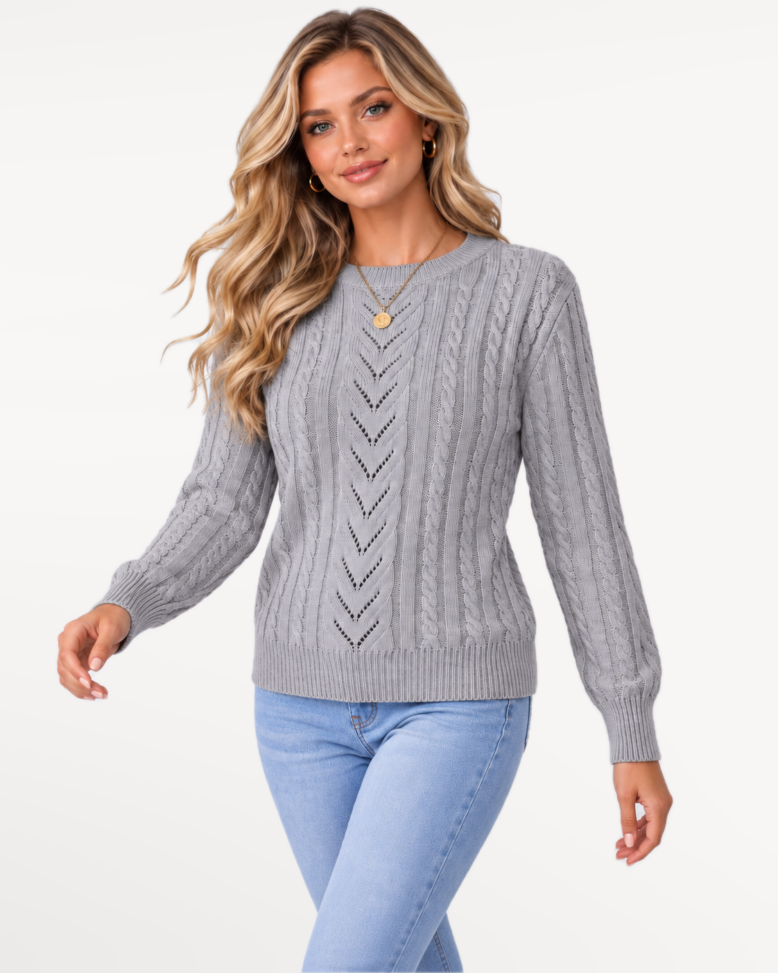 Aveline Knit Sweater in Gray – view 5 | SKU: AKS-374928615047231-GRAY-XS,AKS-374928615047231-GRAY-S,AKS-374928615047231-GRAY-M,AKS-374928615047231-GRAY-L,AKS-374928615047231-GRAY-XL