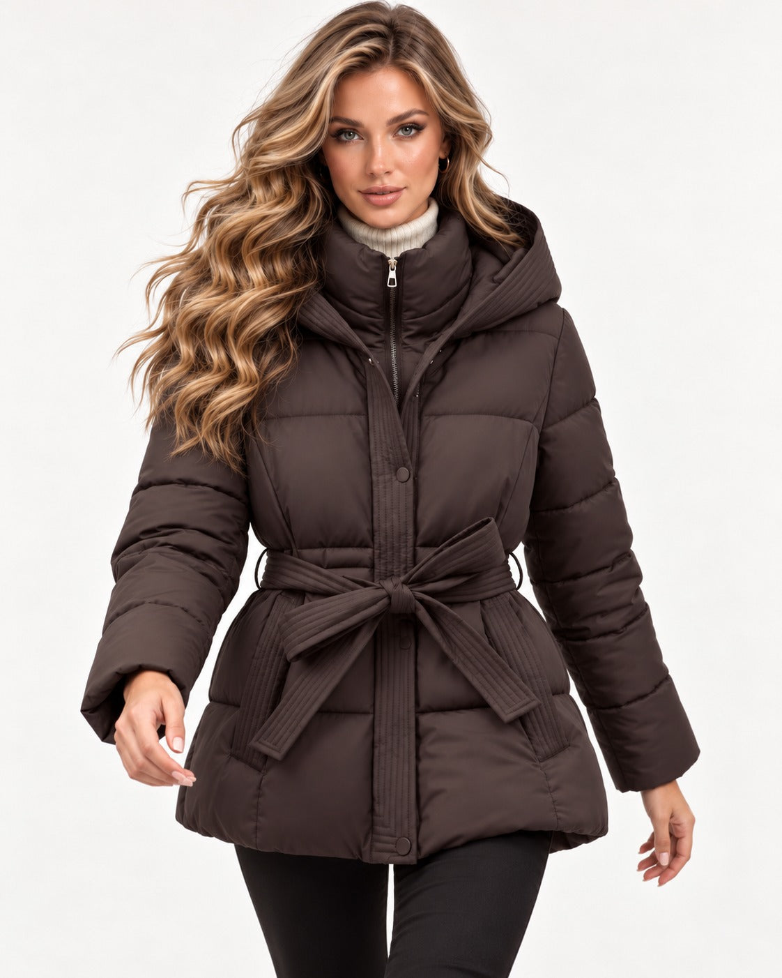 Brielle Puffer in Coffee – walking | SKU: SOR-BRI-COFFEE-XS,SOR-BRI-COFFEE-S,SOR-BRI-COFFEE-M,SOR-BRI-COFFEE-L,SOR-BRI-COFFEE-XL
