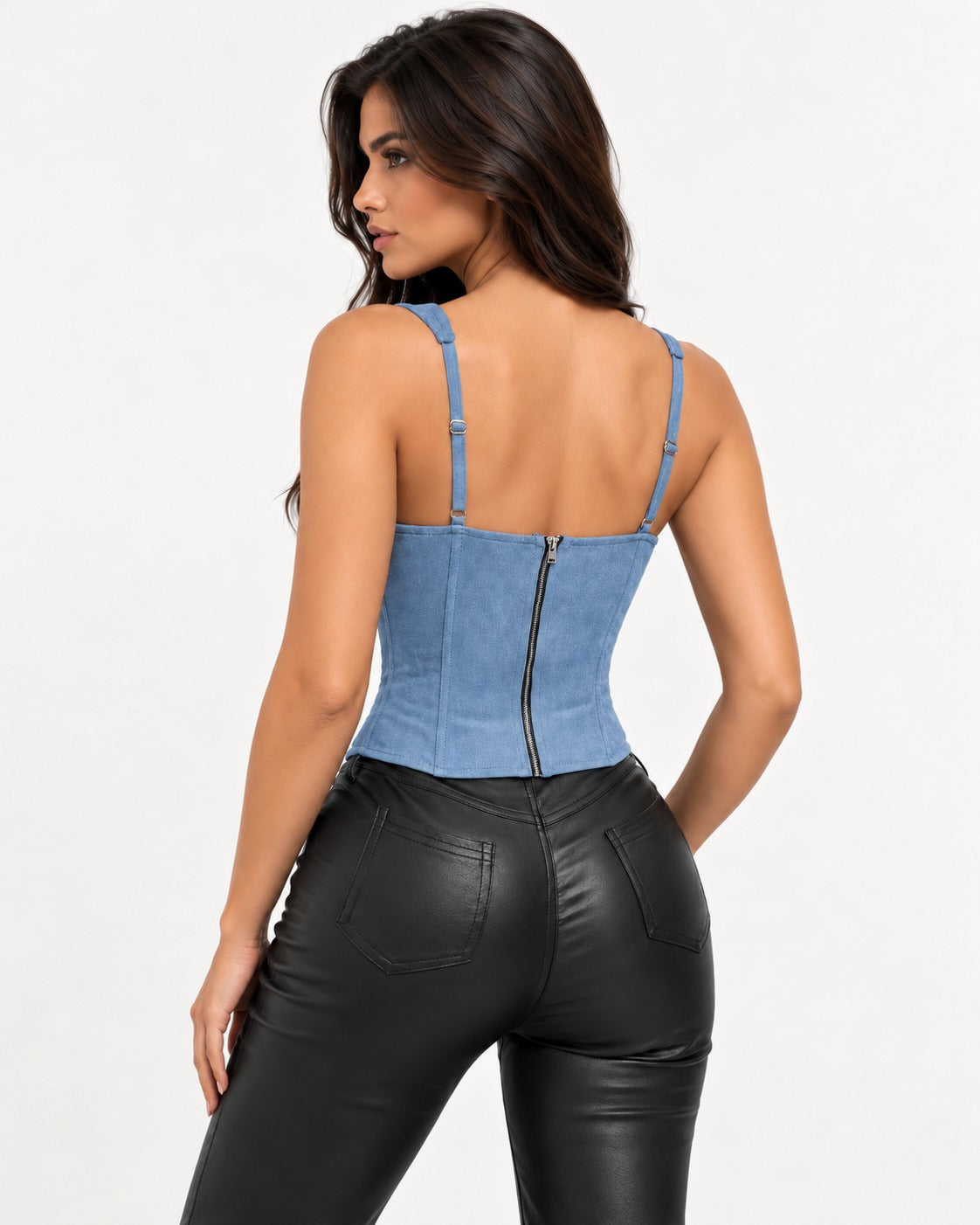 Cairenne Corset Top in Blue – back view | SKU: SOR-CAI-BLUE-XS,SOR-CAI-BLUE-S,SOR-CAI-BLUE-M,SOR-CAI-BLUE-L,SOR-CAI-BLUE-XL