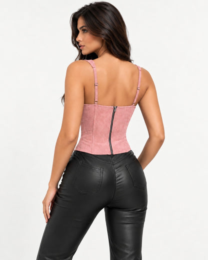 Cairenne Corset Top in Pink – back view | SKU: SOR-CAI-PINK-XS,SOR-CAI-PINK-S,SOR-CAI-PINK-M,SOR-CAI-PINK-L,SOR-CAI-PINK-XL
