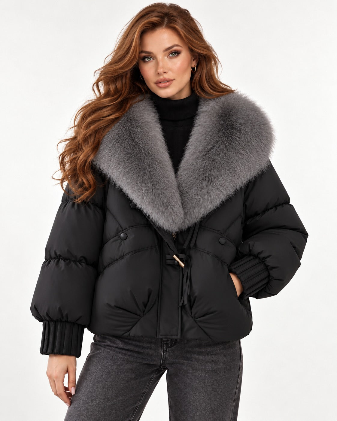 Celine Puffer in Black – front view