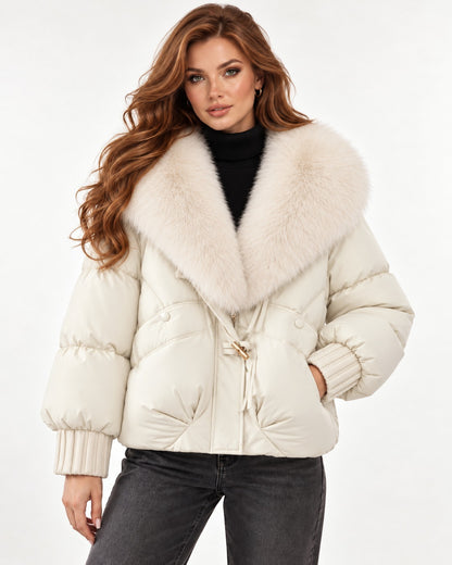 Celine Puffer in White – front view