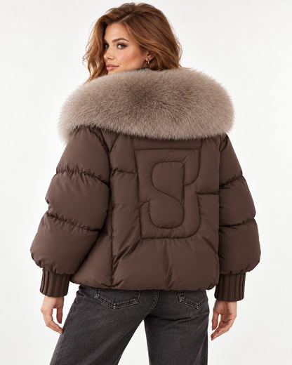 Celine Puffer in Coffee – back view | SKU: SOR-CEL-COFFEE-XS,SOR-CEL-COFFEE-S,SOR-CEL-COFFEE-M,SOR-CEL-COFFEE-L,SOR-CEL-COFFEE-XL