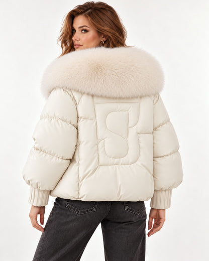 Celine Puffer in White – back view | SKU: SOR-CEL-WHITE-XS,SOR-CEL-WHITE-S,SOR-CEL-WHITE-M,SOR-CEL-WHITE-L,SOR-CEL-WHITE-XL
