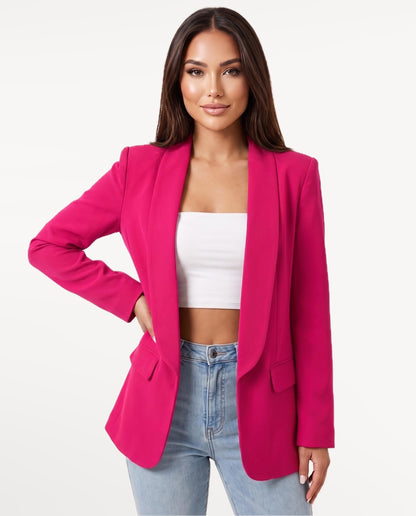 Chandelle Blazer in Rose Red – front view