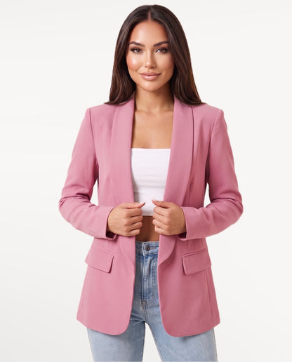 Chandelle Blazer in Pink – emotional pose