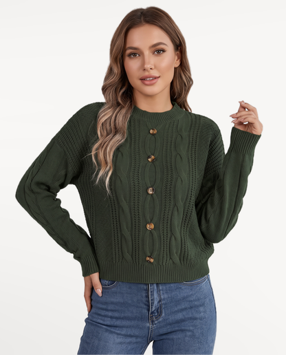 Coralie Knit Sweater in Army Green – view 1