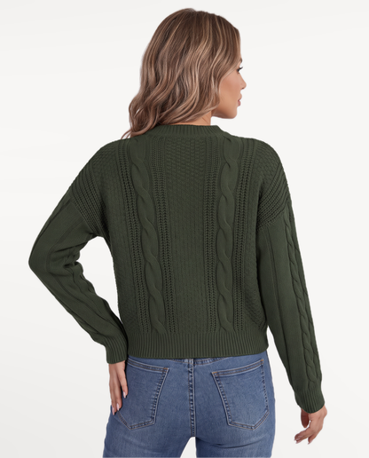 Coralie Knit Sweater in Army Green – view 2 | SKU: CKS-528417963205741-ARMYGREEN-XS,CKS-528417963205741-ARMYGREEN-S,CKS-528417963205741-ARMYGREEN-M,CKS-528417963205741-ARMYGREEN-L,CKS-528417963205741-ARMYGREEN-XL