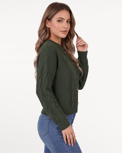 Coralie Knit Sweater in Army Green – view 3 | SKU: CKS-528417963205741-ARMYGREEN-XS,CKS-528417963205741-ARMYGREEN-S,CKS-528417963205741-ARMYGREEN-M,CKS-528417963205741-ARMYGREEN-L,CKS-528417963205741-ARMYGREEN-XL