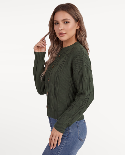 Coralie Knit Sweater in Army Green – view 4 | SKU: CKS-528417963205741-ARMYGREEN-XS,CKS-528417963205741-ARMYGREEN-S,CKS-528417963205741-ARMYGREEN-M,CKS-528417963205741-ARMYGREEN-L,CKS-528417963205741-ARMYGREEN-XL