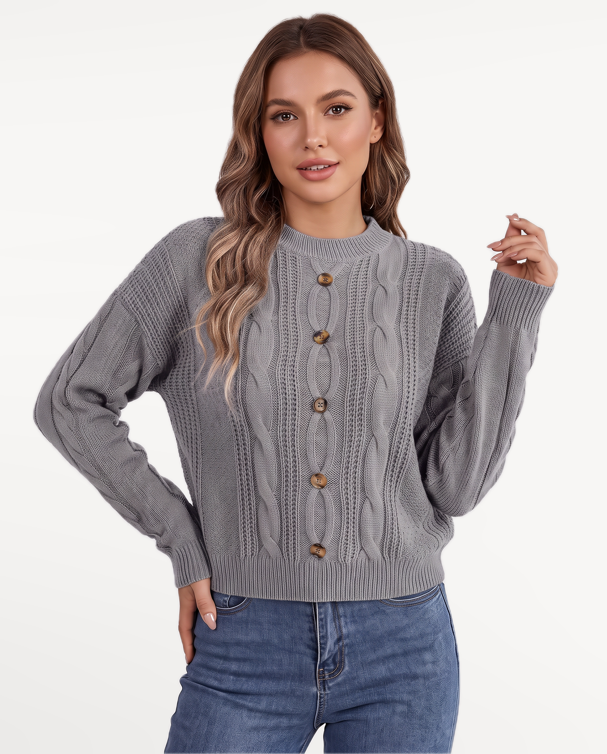 Coralie Knit Sweater in Gray – view 1