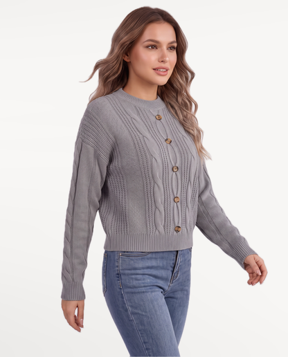 Coralie Knit Sweater in Gray – view 5 | SKU: CKS-528417963205741-GRAY-XS,CKS-528417963205741-GRAY-S,CKS-528417963205741-GRAY-M,CKS-528417963205741-GRAY-L,CKS-528417963205741-GRAY-XL