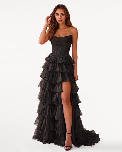 Elara Maxi Dress in Black – front view