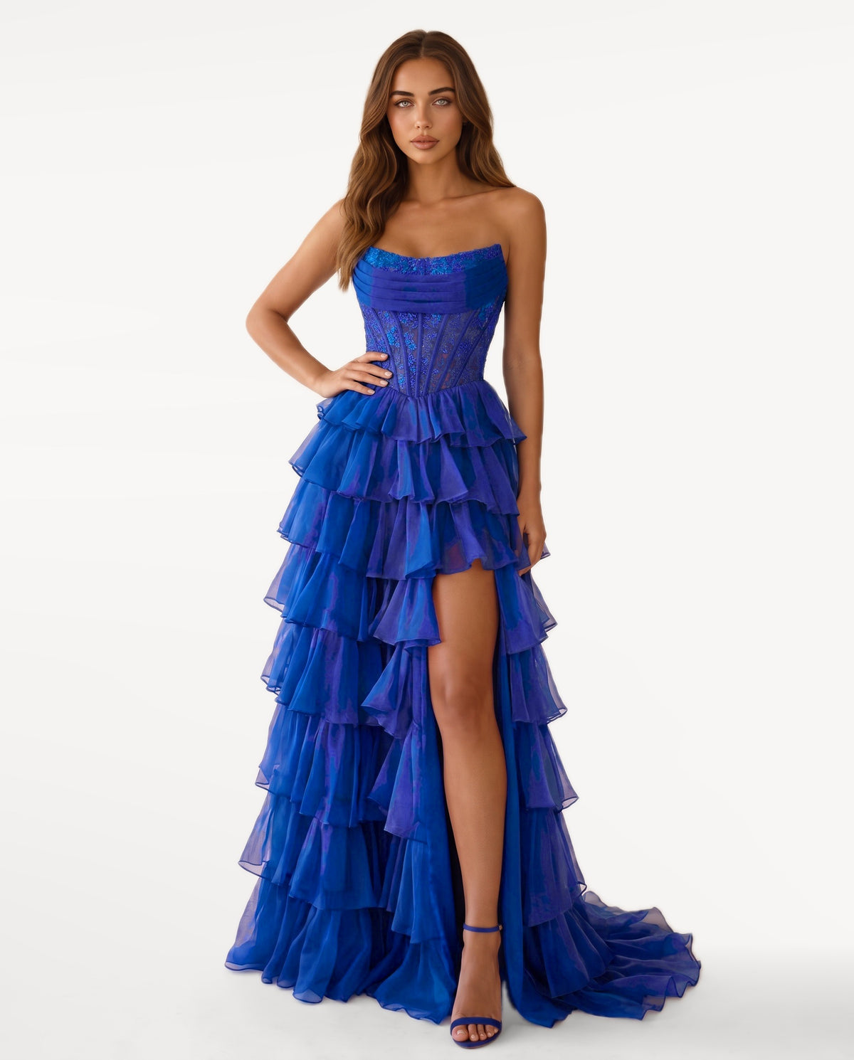 Elara Maxi Dress in Royal Blue – emotional pose | SKU: SOR-ELARA-RBL-XS,SOR-ELARA-RBL-S,SOR-ELARA-RBL-M,SOR-ELARA-RBL-L,SOR-ELARA-RBL-XL