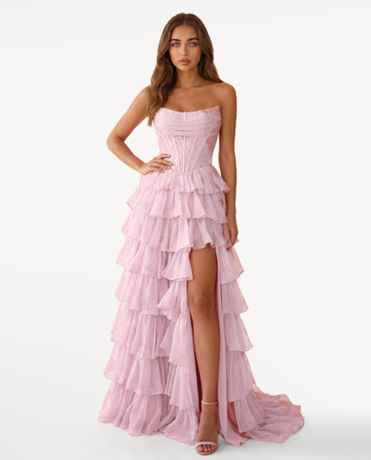 Elara Maxi Dress in Light Pink – emotional pose | SKU: SOR-ELARA-LPK-XS,SOR-ELARA-LPK-S,SOR-ELARA-LPK-M,SOR-ELARA-LPK-L,SOR-ELARA-LPK-XL