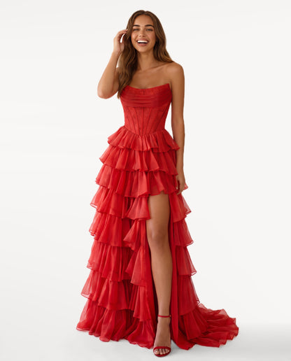 Elara Maxi Dress in Red – emotional pose | SKU: SOR-ELARA-RED-XS,SOR-ELARA-RED-S,SOR-ELARA-RED-M,SOR-ELARA-RED-L,SOR-ELARA-RED-XL