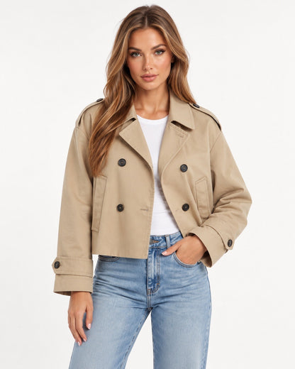 Elise Trench Jacket in Khaki – front view