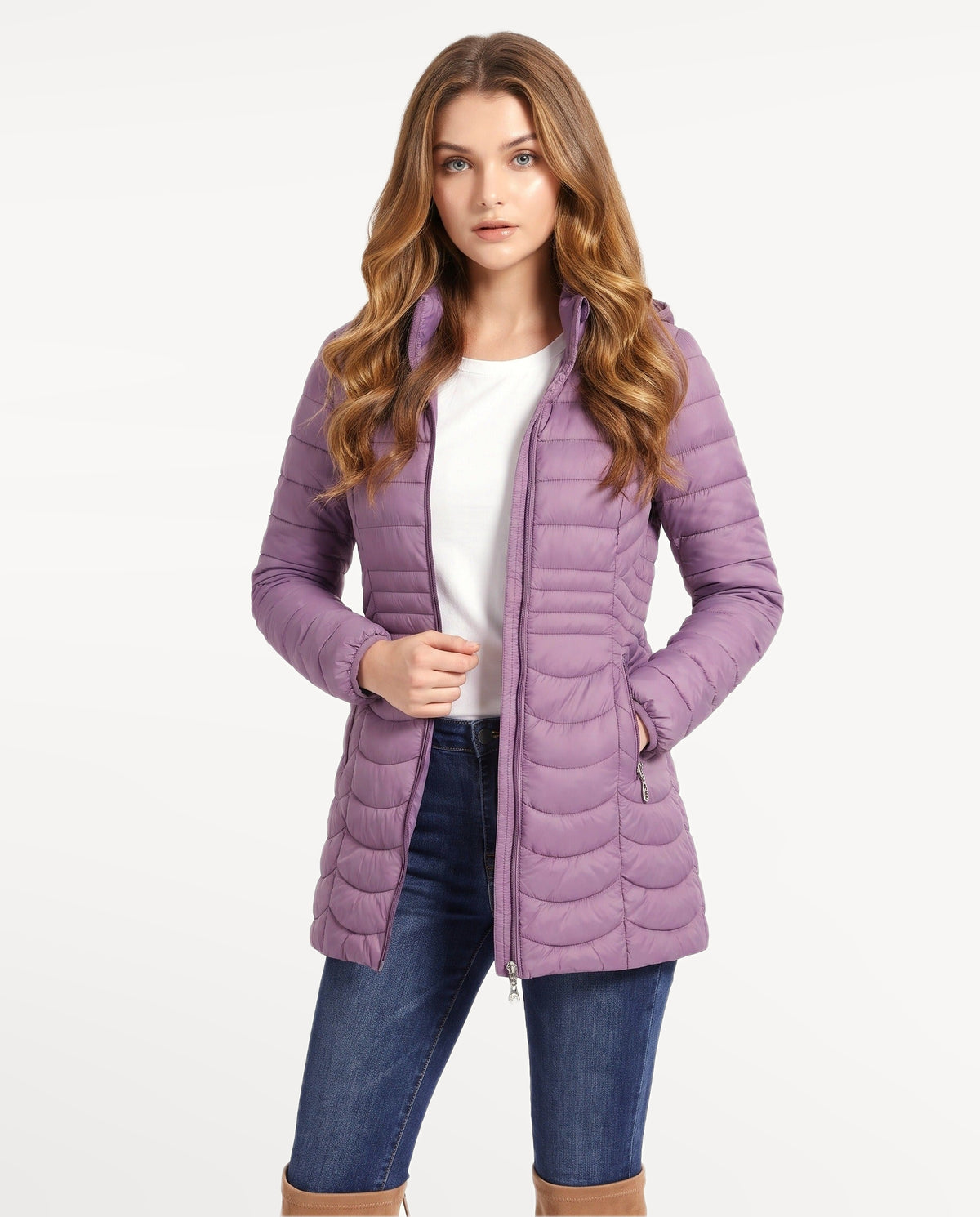 Elodie Puffer in Purple – front view