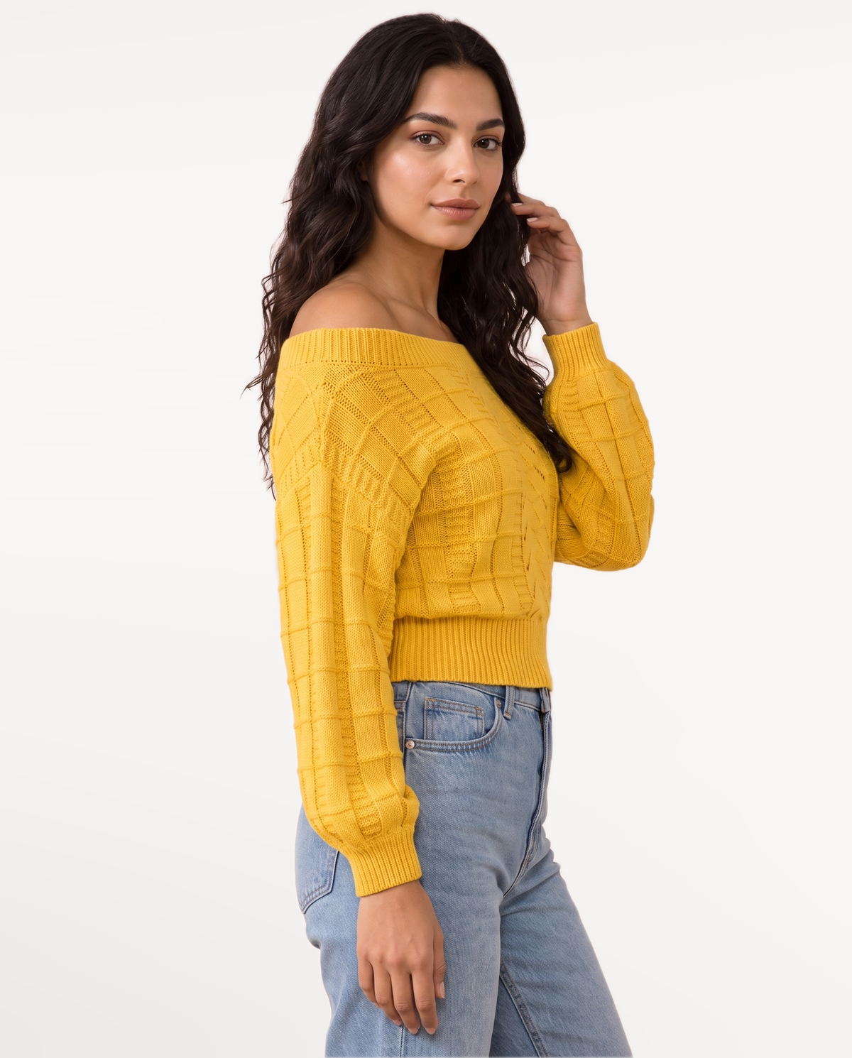 Elowen Knit Sweater in Yellow – view 3 | SKU: EKS-746205918364127-YELLOW-XS,EKS-746205918364127-YELLOW-S,EKS-746205918364127-YELLOW-M,EKS-746205918364127-YELLOW-L,EKS-746205918364127-YELLOW-XL