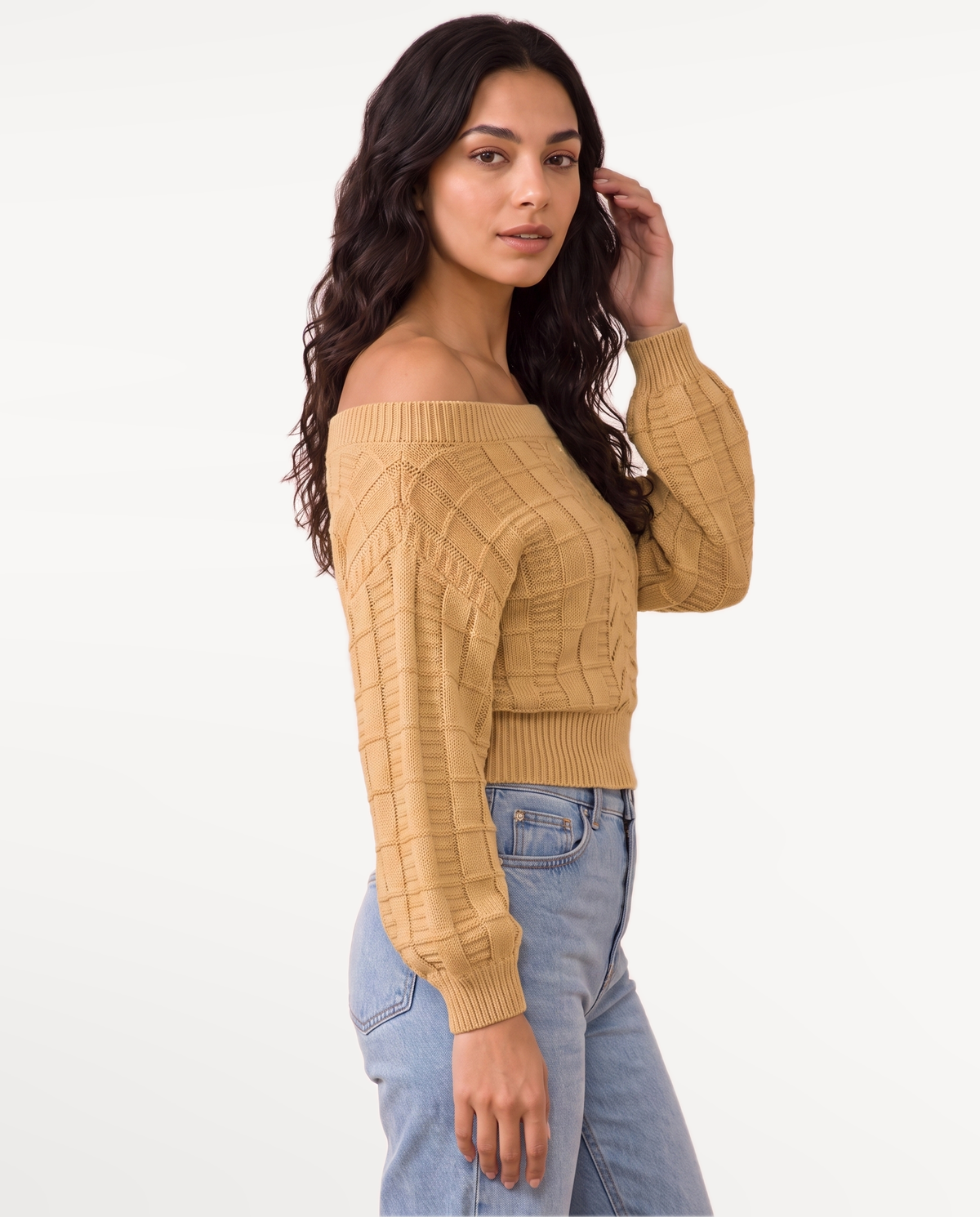 Elowen Knit Sweater in Khaki – view 3 | SKU: EKS-746205918364127-KHAKI-XS,EKS-746205918364127-KHAKI-S,EKS-746205918364127-KHAKI-M,EKS-746205918364127-KHAKI-L,EKS-746205918364127-KHAKI-XL