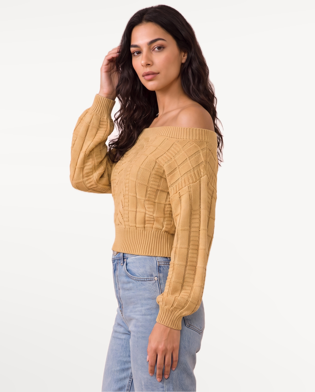 Elowen Knit Sweater in Khaki – view 4 | SKU: EKS-746205918364127-KHAKI-XS,EKS-746205918364127-KHAKI-S,EKS-746205918364127-KHAKI-M,EKS-746205918364127-KHAKI-L,EKS-746205918364127-KHAKI-XL