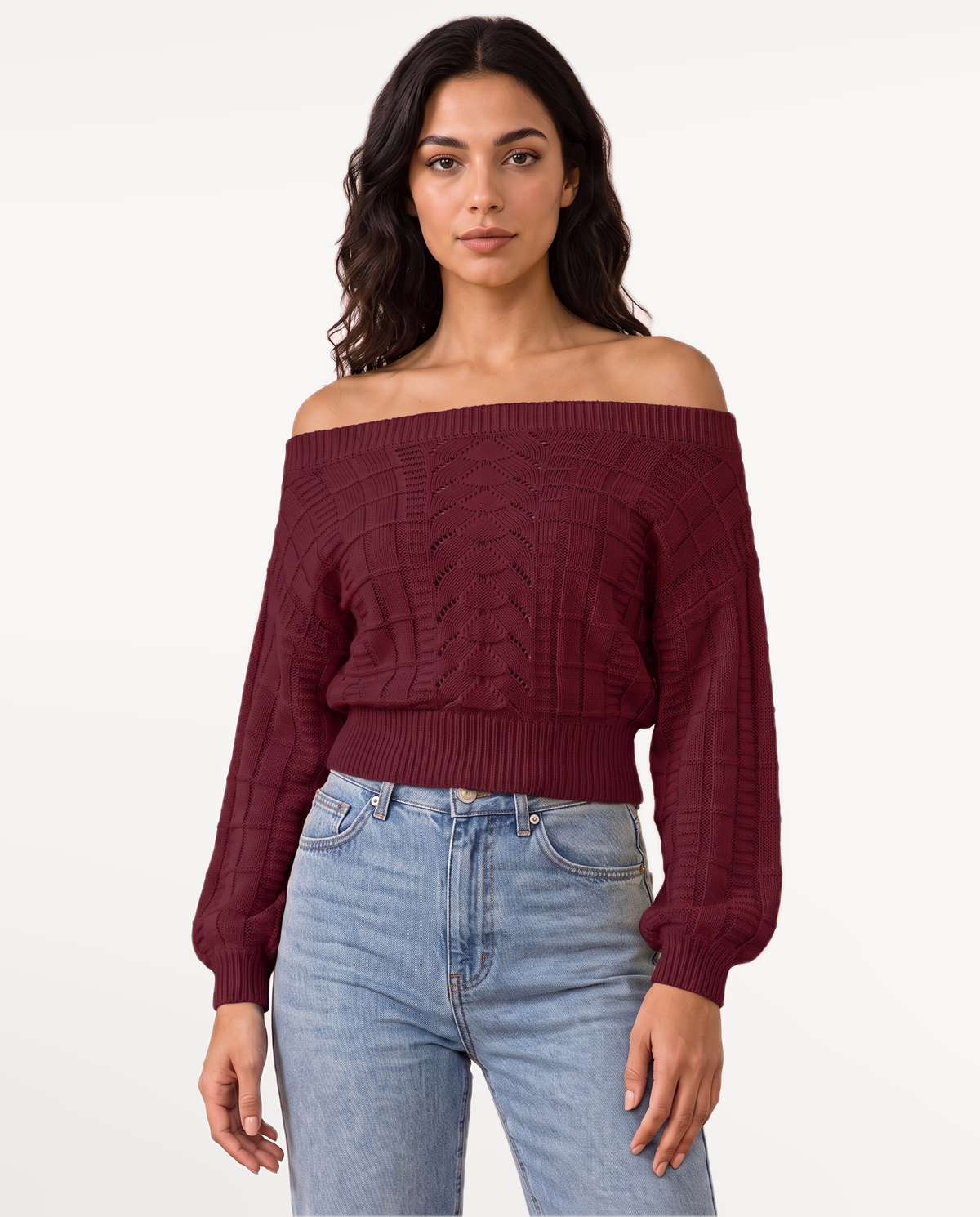 Elowen Knit Sweater in Burgundy – view 1