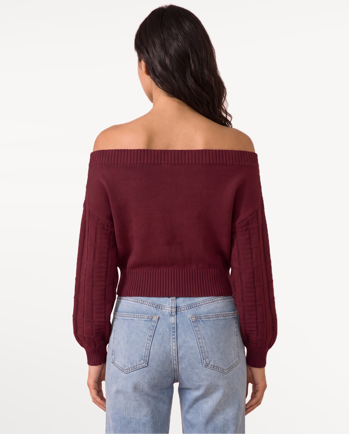 Elowen Knit Sweater in Burgundy – view 2 | SKU: EKS-746205918364127-BURGUNDY-XS,EKS-746205918364127-BURGUNDY-S,EKS-746205918364127-BURGUNDY-M,EKS-746205918364127-BURGUNDY-L,EKS-746205918364127-BURGUNDY-XL