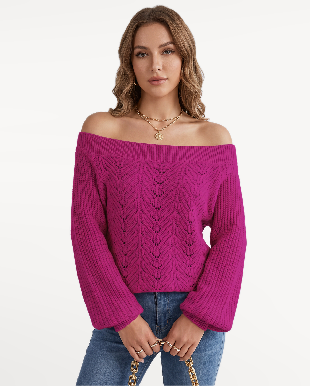 Elowen Knit Sweater in Rose Red – view 1