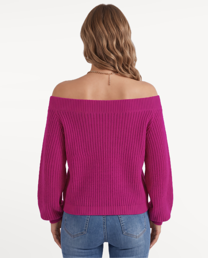 Elowen Knit Sweater in Rose Red – view 2 | SKU: EKS-683417952064218-ROSERED-XS,EKS-683417952064218-ROSERED-S,EKS-683417952064218-ROSERED-M,EKS-683417952064218-ROSERED-L,EKS-683417952064218-ROSERED-XL
