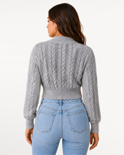 Elowen Knit Sweater in Gray – view 2 | SKU: EKS-594281736405817-GRAY-XS,EKS-594281736405817-GRAY-S,EKS-594281736405817-GRAY-M,EKS-594281736405817-GRAY-L,EKS-594281736405817-GRAY-XL