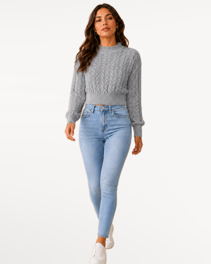 Elowen Knit Sweater in Gray – view 5 | SKU: EKS-594281736405817-GRAY-XS,EKS-594281736405817-GRAY-S,EKS-594281736405817-GRAY-M,EKS-594281736405817-GRAY-L,EKS-594281736405817-GRAY-XL