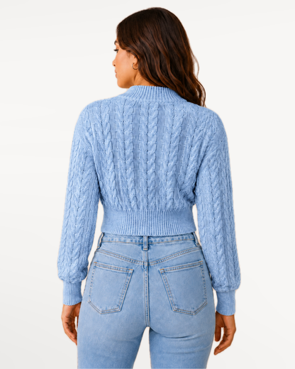 Elowen Knit Sweater in Blue – view 2 | SKU: EKS-594281736405817-BLUE-XS,EKS-594281736405817-BLUE-S,EKS-594281736405817-BLUE-M,EKS-594281736405817-BLUE-L,EKS-594281736405817-BLUE-XL