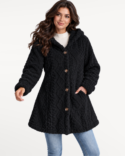 Elowyn Hooded Cardigan in Black – view 3 | SKU: EHC-417835926104783-BLACK-XS,EHC-417835926104783-BLACK-S,EHC-417835926104783-BLACK-M,EHC-417835926104783-BLACK-L,EHC-417835926104783-BLACK-XL