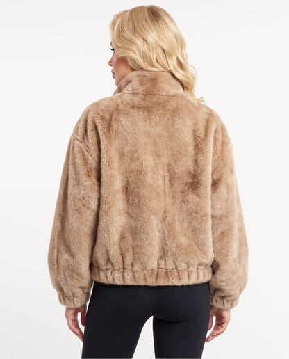 Elsa Fur Jacket in Beige – back view | SKU: SOR-ELS-BEIGE-XS,SOR-ELS-BEIGE-S,SOR-ELS-BEIGE-M,SOR-ELS-BEIGE-L,SOR-ELS-BEIGE-XL