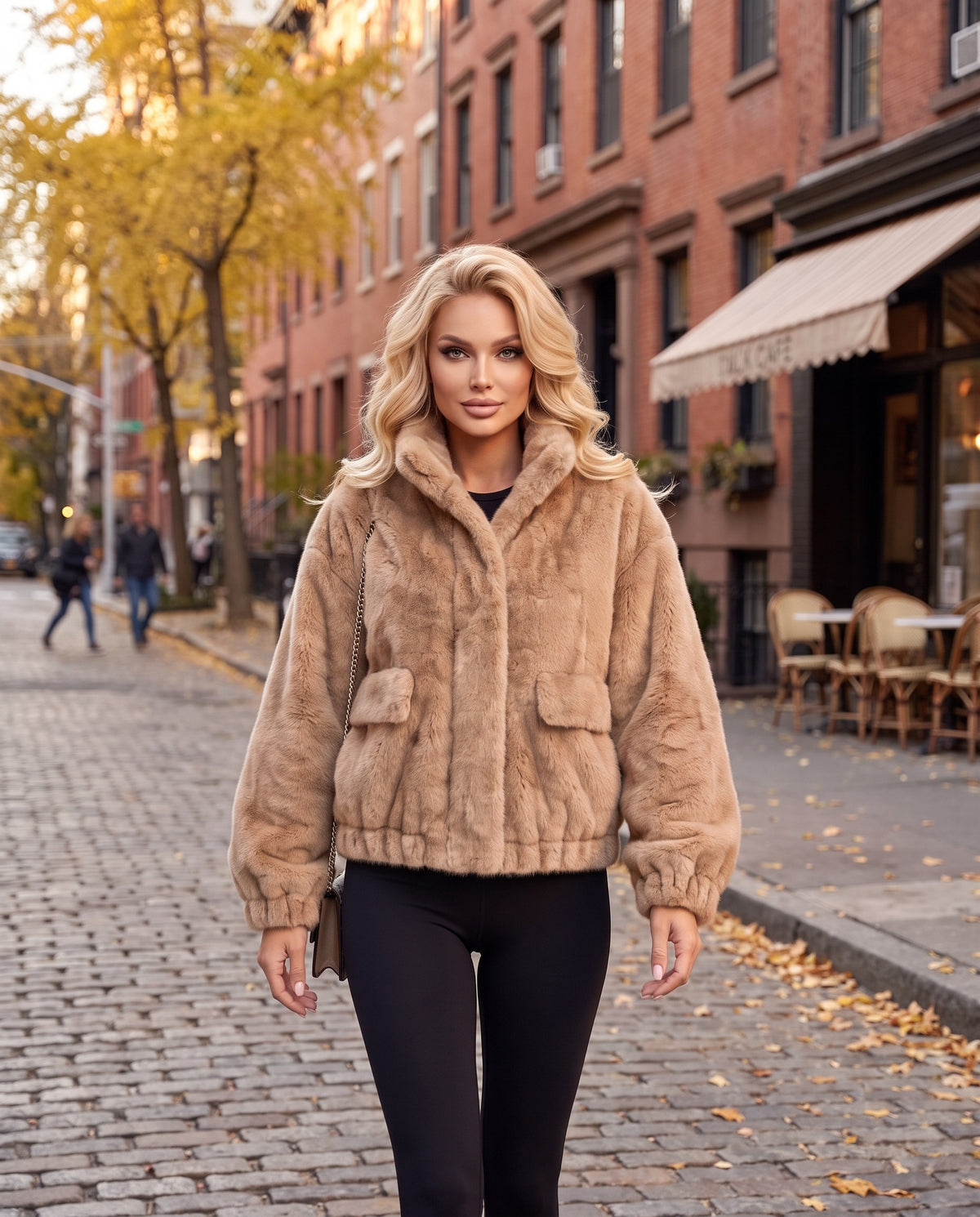 Elsa Fur Jacket in Beige – lifestyle | SKU: SOR-ELS-BEIGE-XS,SOR-ELS-BEIGE-S,SOR-ELS-BEIGE-M,SOR-ELS-BEIGE-L,SOR-ELS-BEIGE-XL