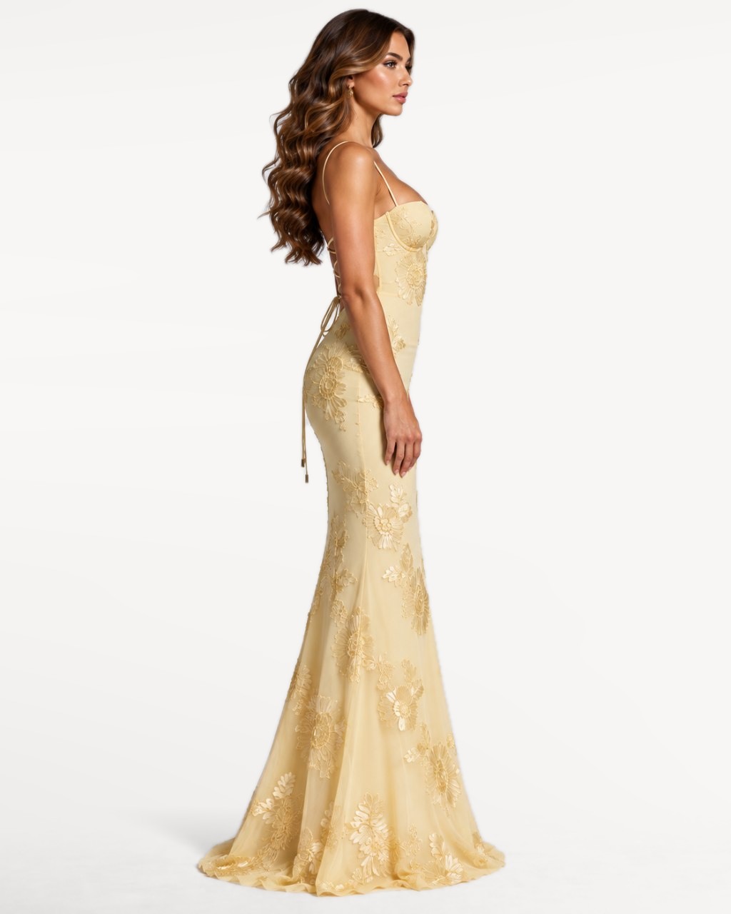 Florienne Maxi Dress in Yellow – Opposite side view