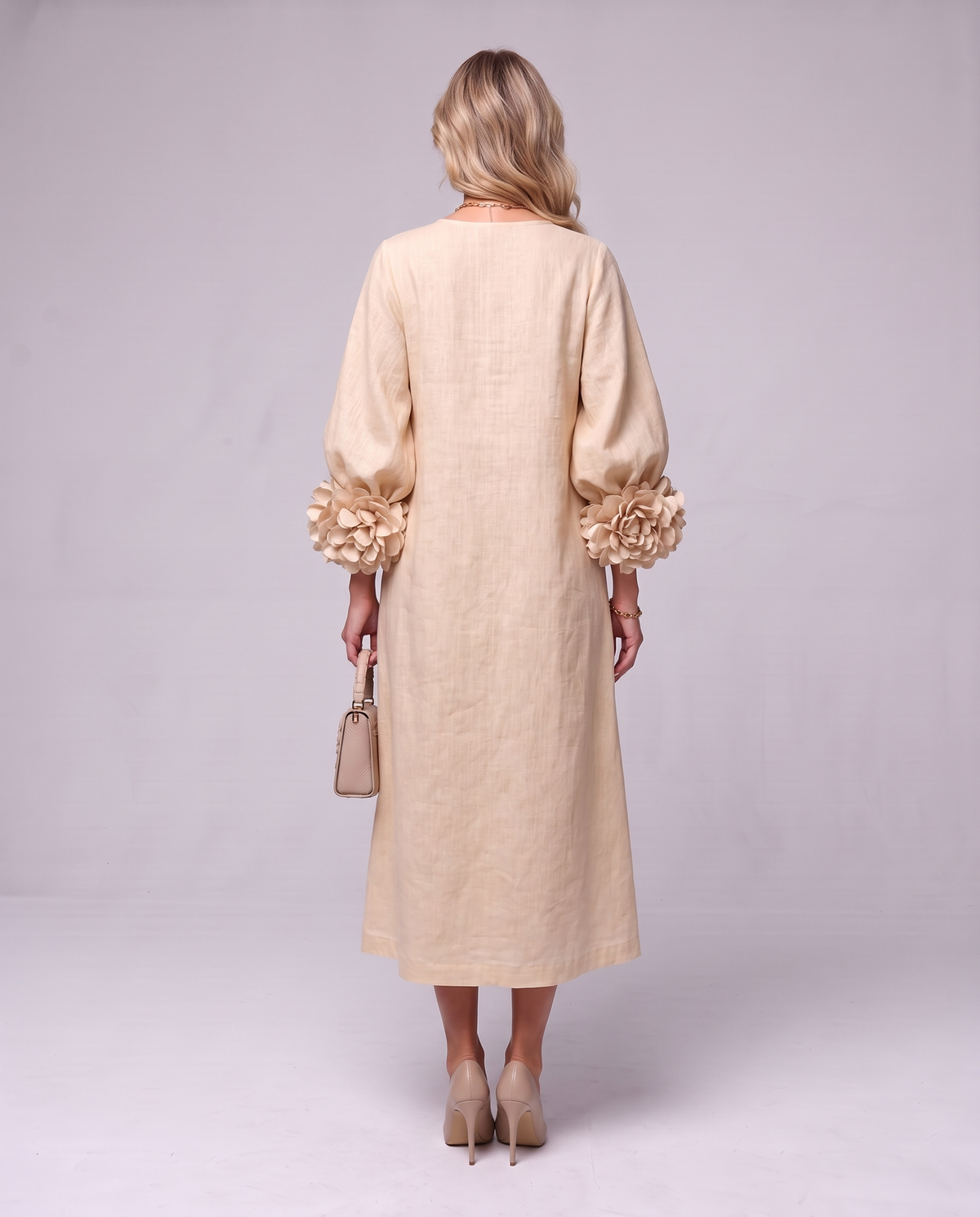 Rosette Sleeve Dress