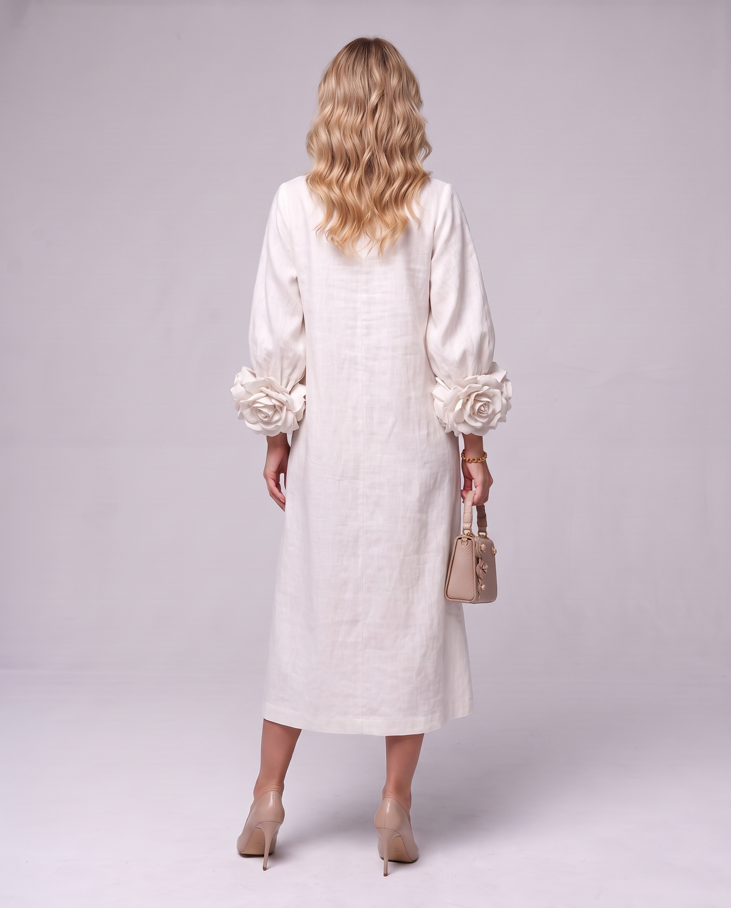 Rosette Sleeve Dress