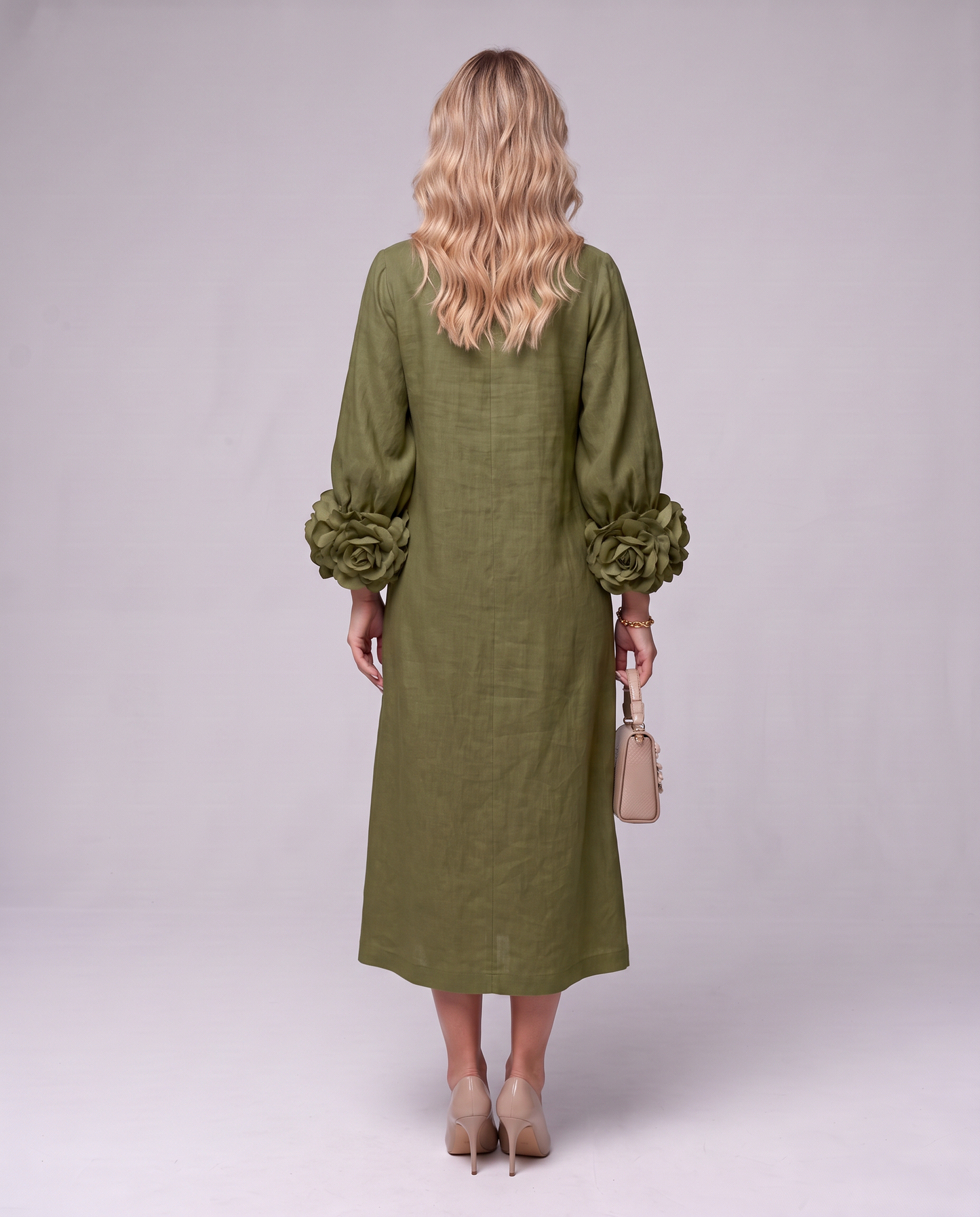 Rosette Sleeve Dress