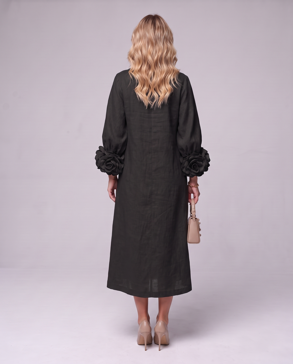 Rosette Sleeve Dress