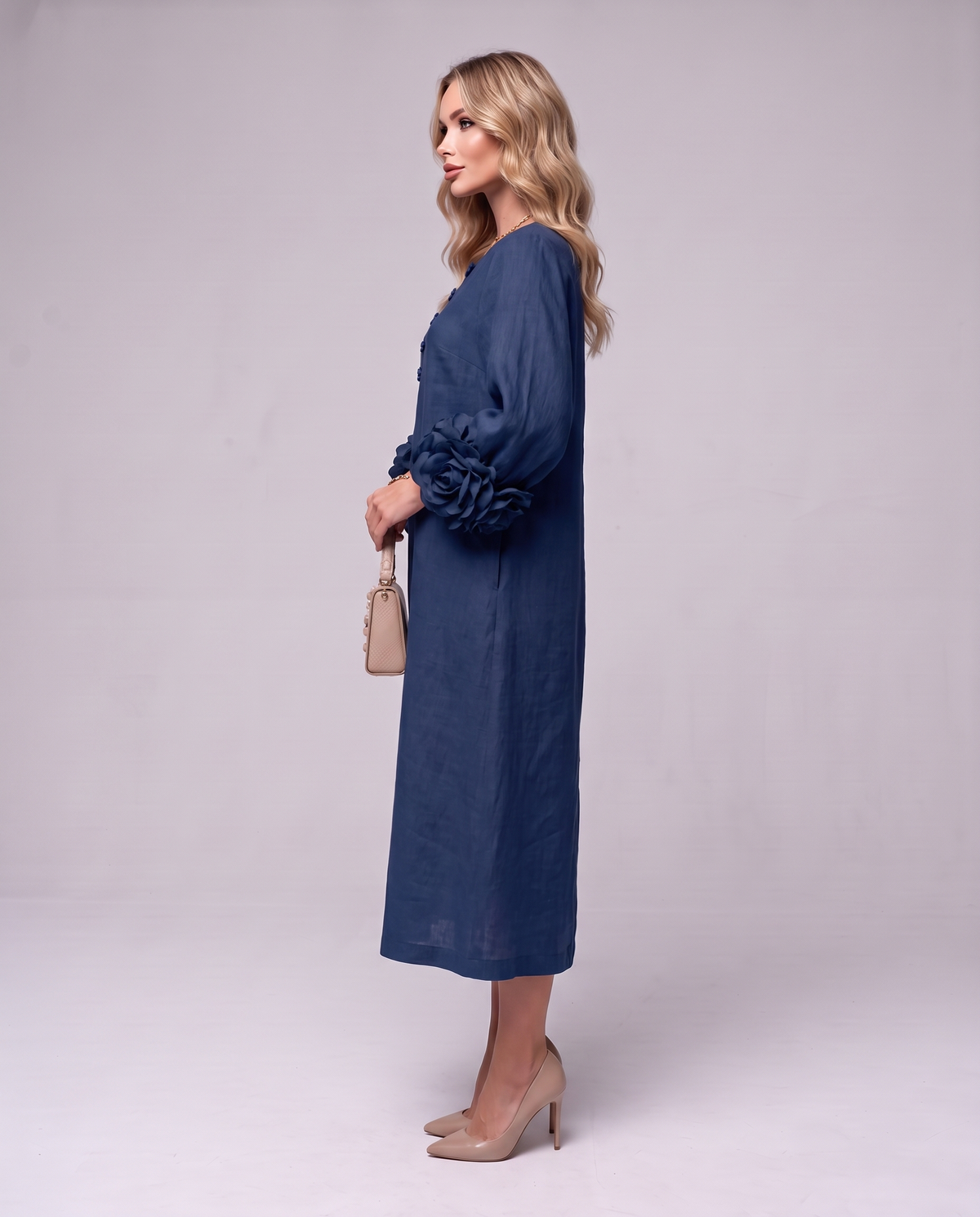 Rosette Sleeve Dress