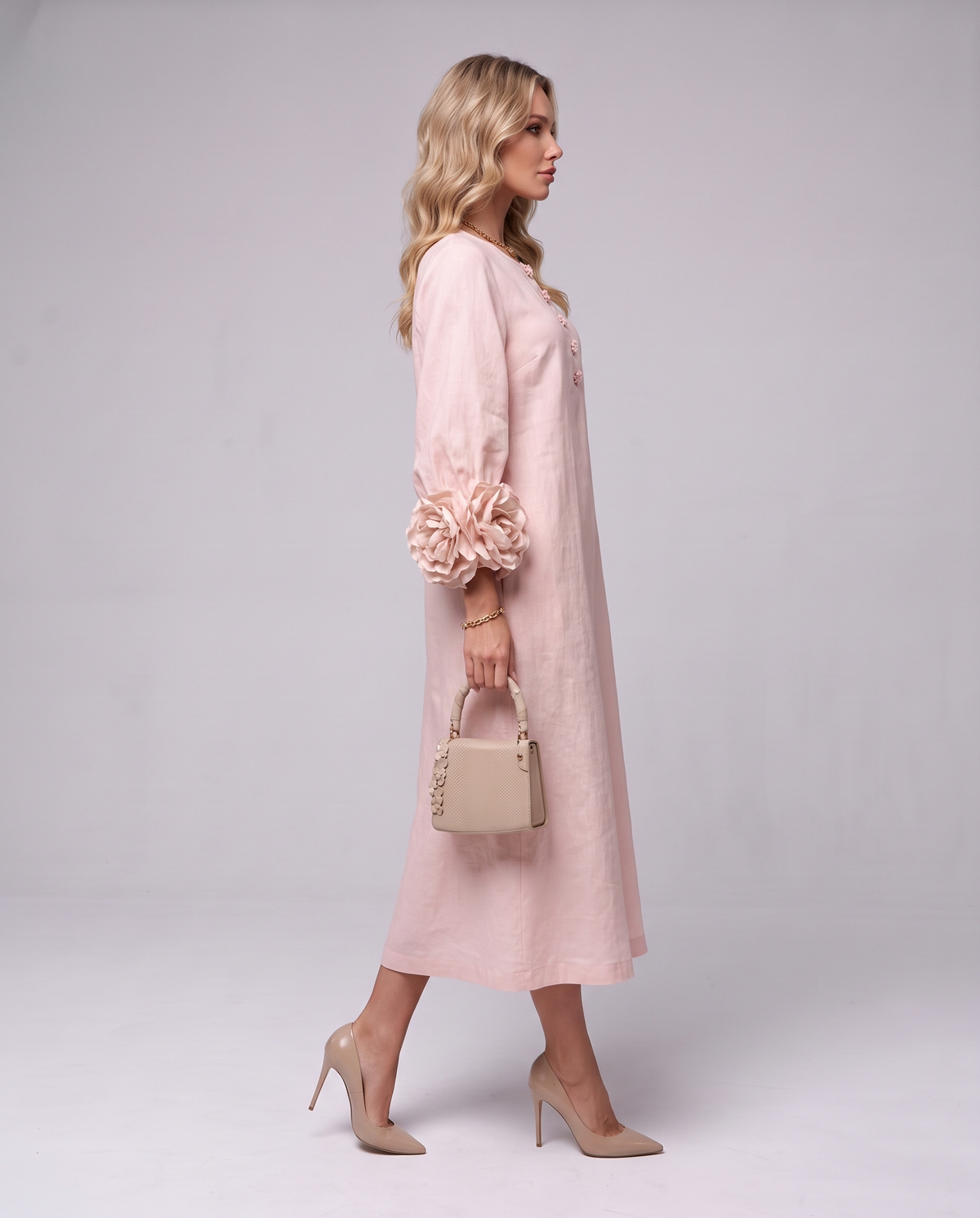 Rosette Sleeve Dress