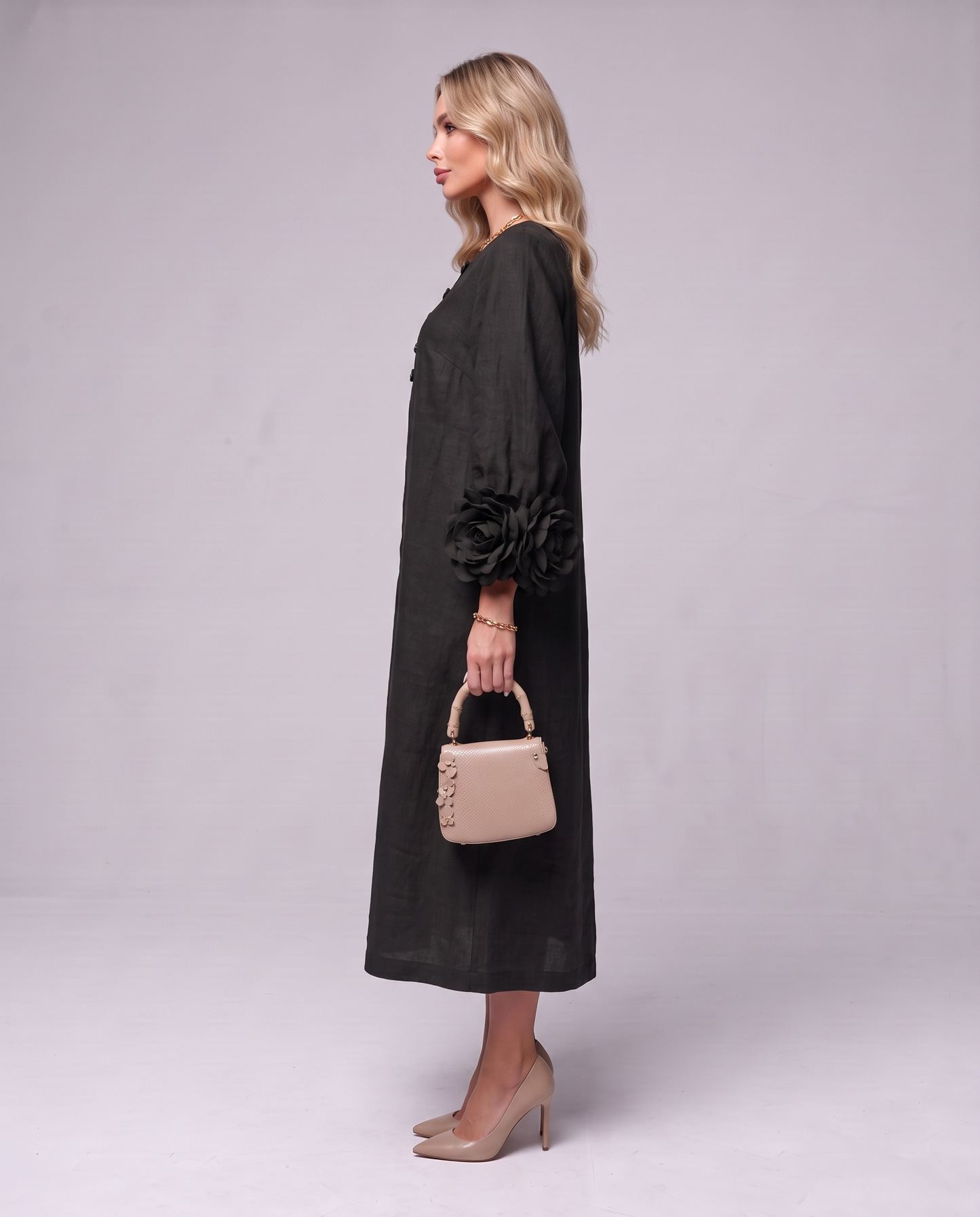 Rosette Sleeve Dress
